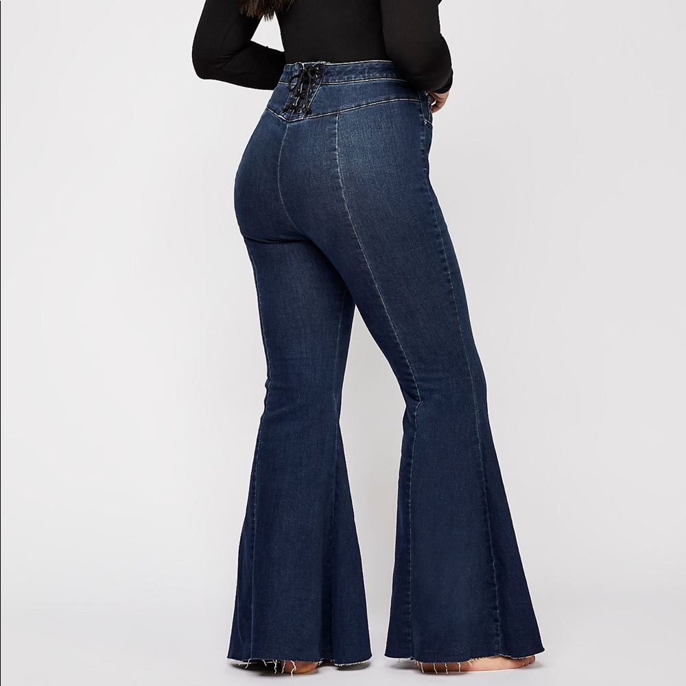 Free People-CRVY Super High-Rise Lace-Up Flare(30) - Picture 2 of 12